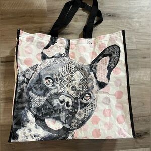 T.J.Maxx Reusable Shopping Tote Bag Bulldog Pink Polka Dots